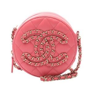 Chanel Matelasse Round Shoulder Bag Lambskin Pink